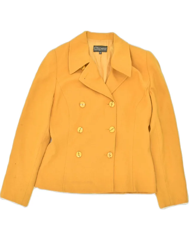 Glamorous Evening Wear SUPERIOR Womens Double Breasted Blazer Jacket IT 42 Medium Yellow Wool Glamorous Evening Wear SUPERIOR Womens Double Breasted Blazer Jacket IT 42 Medium Yellow Wool