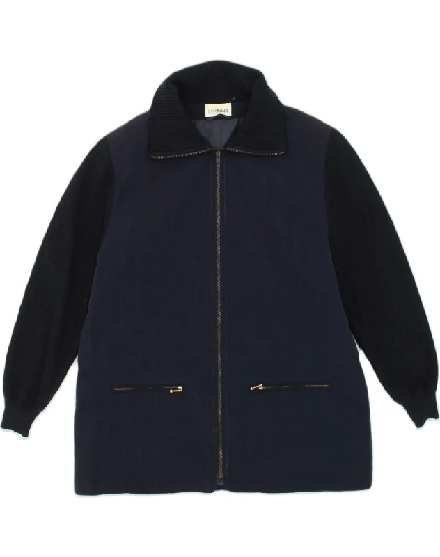 High-Fashion Women's Clothing VINTAGE Womens Utility Jacket EU 44 XL Navy Blue Polyester High-Fashion Women's Clothing VINTAGE Womens Utility Jacket EU 44 XL Navy Blue Polyester