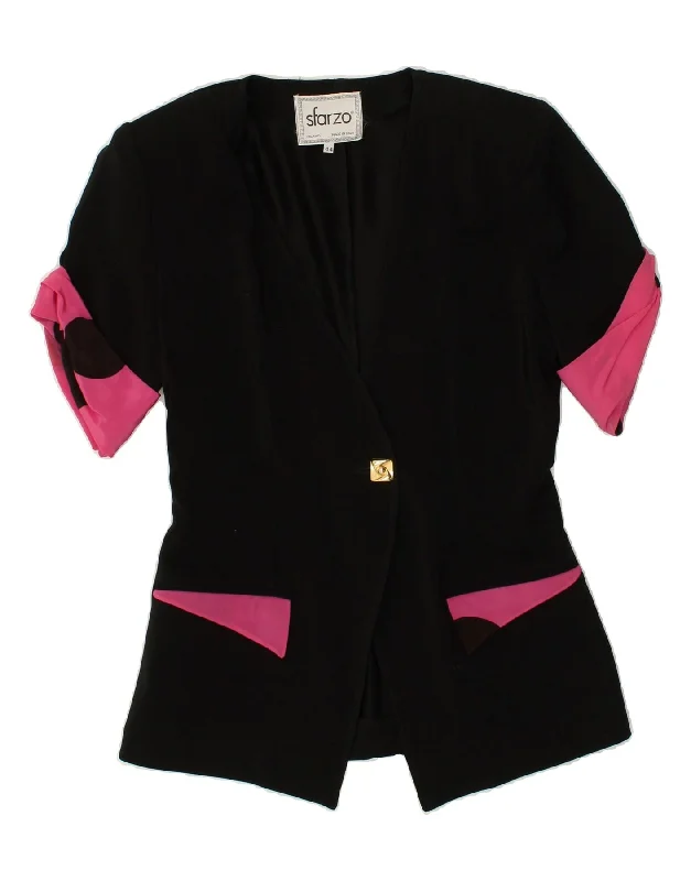 Women's Trendy Outfits VINTAGE Womens Short Sleeve 1 Button Blazer Jacket IT 44 Medium Black Wool Women's Trendy Outfits VINTAGE Womens Short Sleeve 1 Button Blazer Jacket IT 44 Medium Black Wool