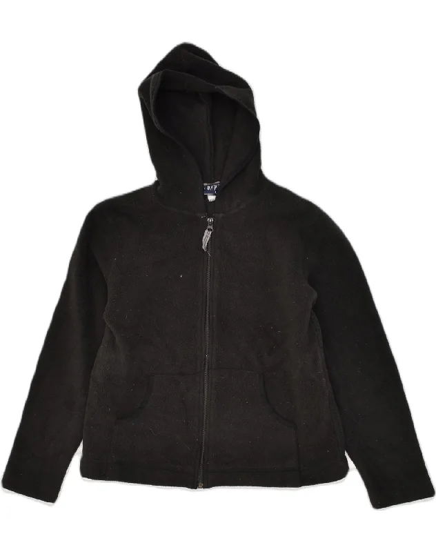 Preppy Style GAP Womens Hooded Fleece Jacket UK 10 Small Black Polyester