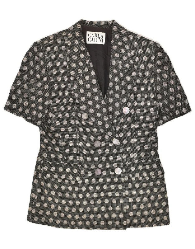 High End Fashion CARLA CARINI Womens Short Sleeve Blazer Jacket UK 14 Large Brown Polka Dot High End Fashion CARLA CARINI Womens Short Sleeve Blazer Jacket UK 14 Large Brown Polka Dot
