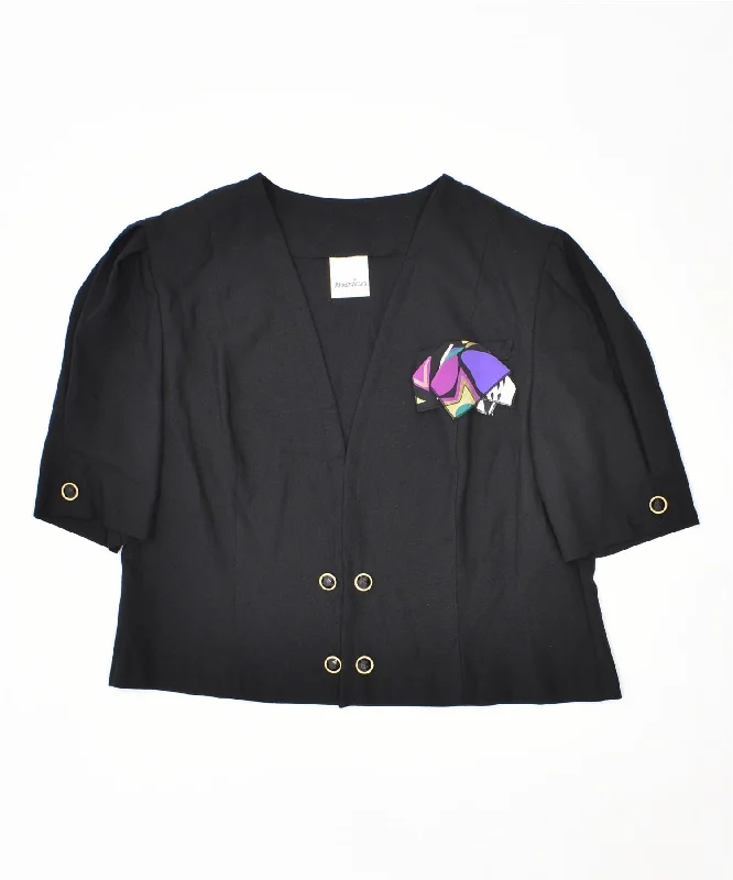 Women's Clothing MEICO Womens Short Sleeve Blazer Jacket UK 14 Large Black Vintage