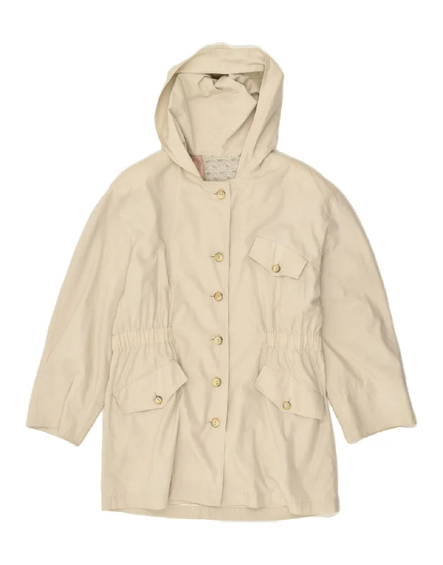 Elegant Women's Clothing Online VINTAGE Womens Hooded Overcoat UK 16 Large Beige