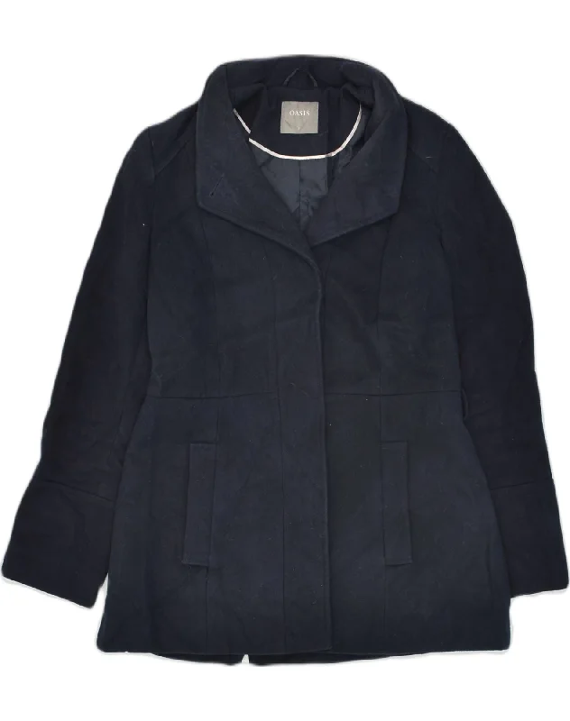 Women's Sporty Chic Clothes OASIS Womens Overcoat UK 10 Small Navy Blue Polyester