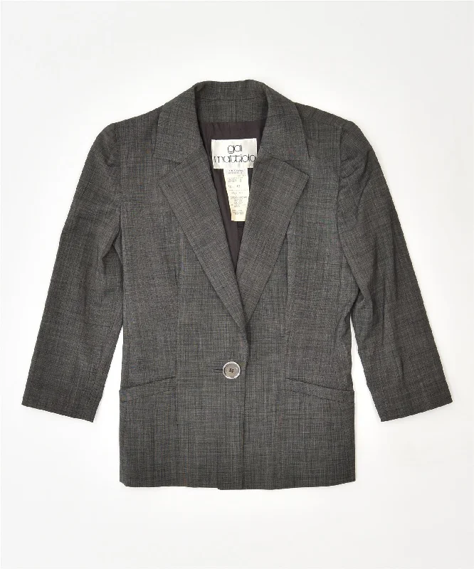Women's Casual Apparel For Weekends GAI MATTIOLO Womens 1 Button Blazer Jacket UK 12 Medium Grey Wool Classic Women's Casual Apparel For Weekends GAI MATTIOLO Womens 1 Button Blazer Jacket UK 12 Medium Grey Wool Classic