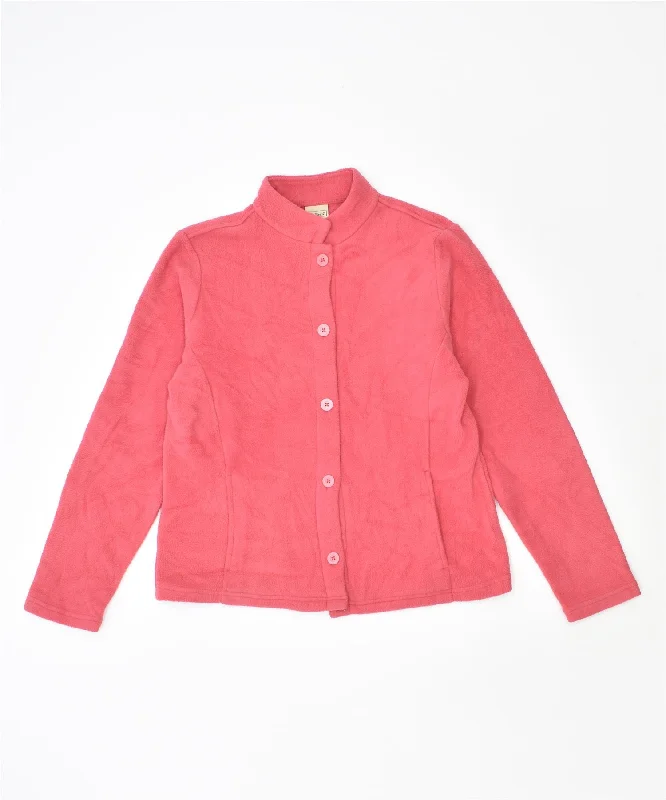 Earthy Tones L.L.BEAN Womens Fleece Jacket UK 14 Medium Pink Polyester