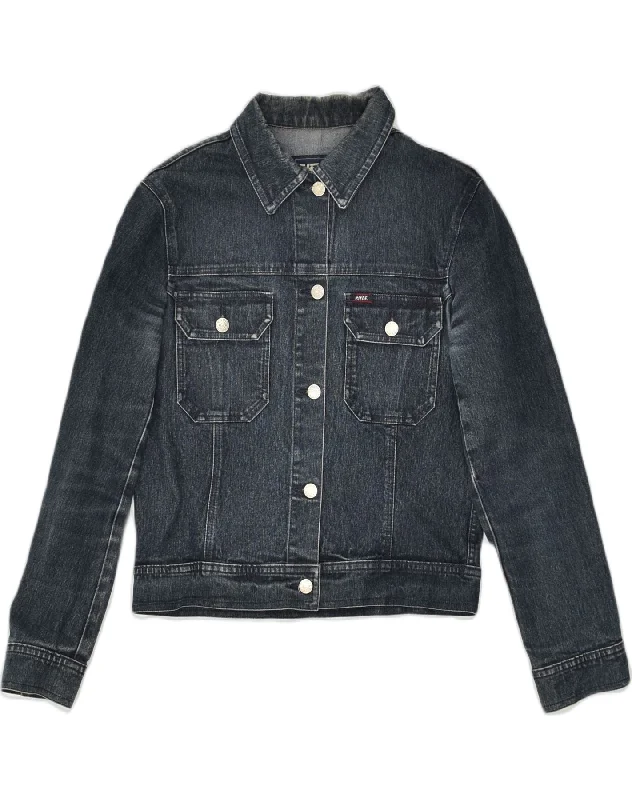 Vintage-Inspired Women's Clothes RIFLE Womens Denim Jacket UK 12 Medium Navy Blue Cotton Vintage-Inspired Women's Clothes RIFLE Womens Denim Jacket UK 12 Medium Navy Blue Cotton