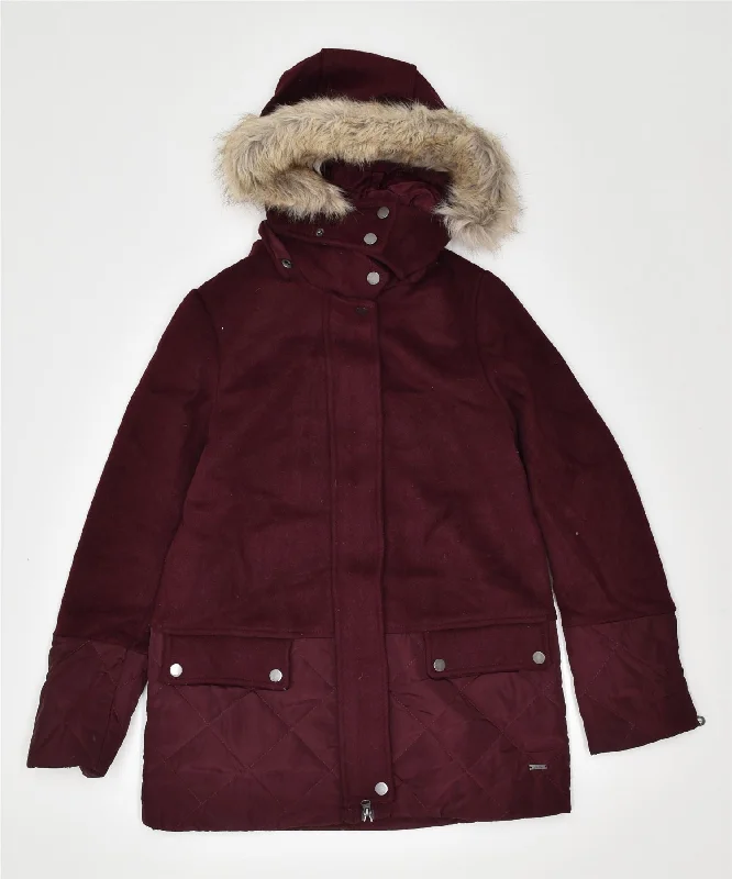 Formal Outfit For Women JOULES Womens Hooded Parka Jacket UK 6 XS Burgundy Polyester Formal Outfit For Women JOULES Womens Hooded Parka Jacket UK 6 XS Burgundy Polyester