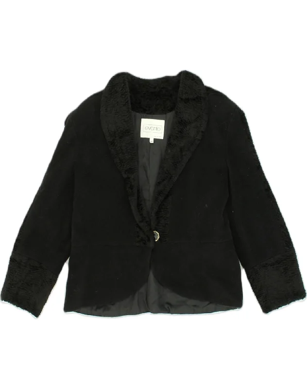Clothes Women VINTAGE Womens 1 Button Blazer Jacket IT 44 Medium Black Wool