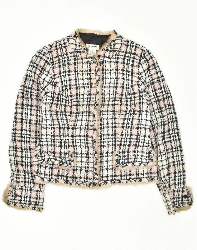 High-Fashion Women's Clothing VINTAGE Womens Bomber Jacket US 6 Medium Black Check Acrylic High-Fashion Women's Clothing VINTAGE Womens Bomber Jacket US 6 Medium Black Check Acrylic