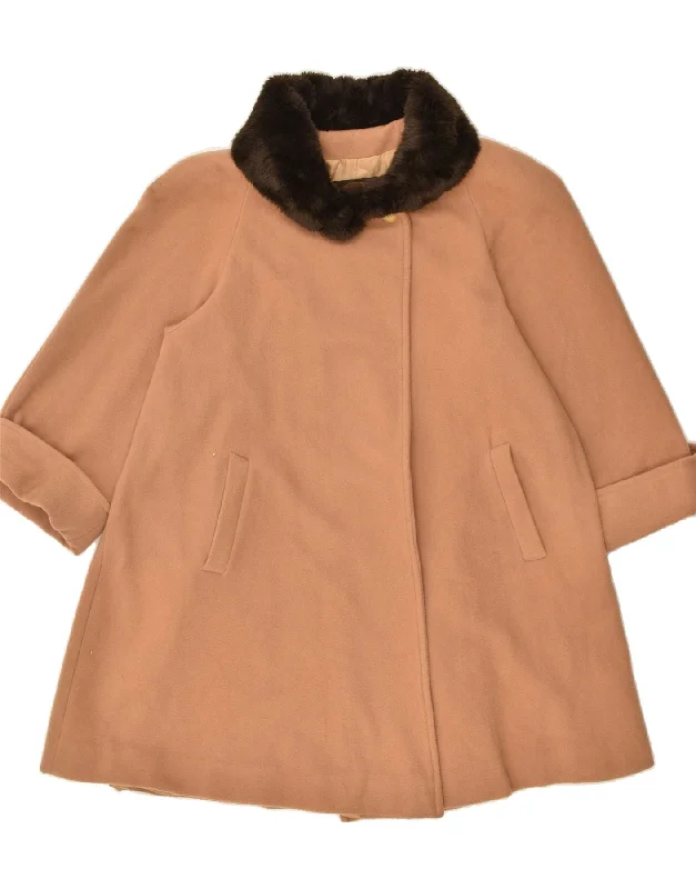 Women's Contemporary Apparel VINTAGE Womens Oversized Overcoat UK 10 Small Brown Wool