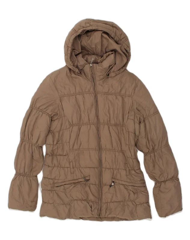 Online Boutiques Best BRUGI Womens Hooded Padded Jacket IT 42 Medium Brown Polyester Online Boutiques Best BRUGI Womens Hooded Padded Jacket IT 42 Medium Brown Polyester
