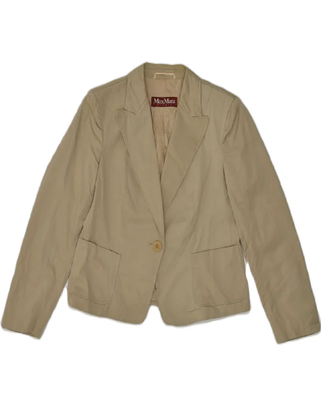 Relaxed Style MAX MARA Womens 1 Button Blazer Jacket UK 14 Medium Brown Cotton