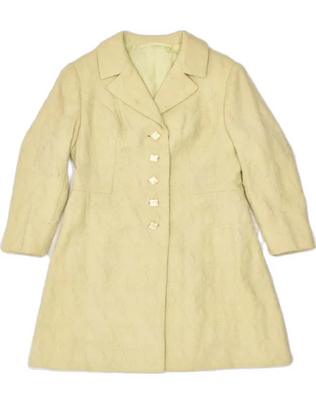 Women's Tailored Outfit VINTAGE Womens Overcoat UK 10 Small Yellow Cotton