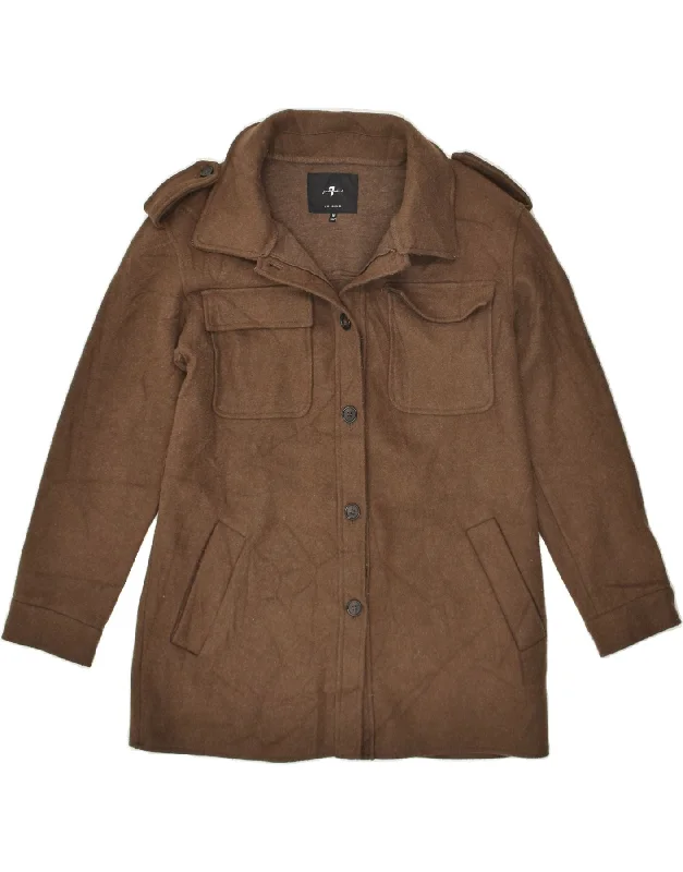 Women Clothing 7 FOR ALL MANKIND Womens Utility Jacket UK 12 Medium Brown