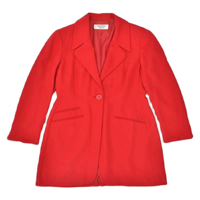 Trendy Boutiques Online ANNALISA FERRO Womens 1 Button Blazer Jacket UK 12 Medium Red Trendy Boutiques Online ANNALISA FERRO Womens 1 Button Blazer Jacket UK 12 Medium Red