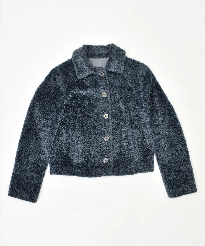 Stylish Women's Clothes for Work and Play MK MASKA Womens Faux Fur Jacket IT 40 Small Blue Viscose
