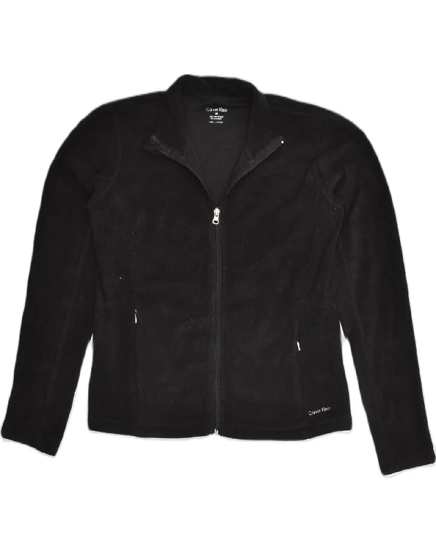 Flash Sale Event CALVIN KLEIN Womens Fleece Jacket UK 14 Medium Black Polyester