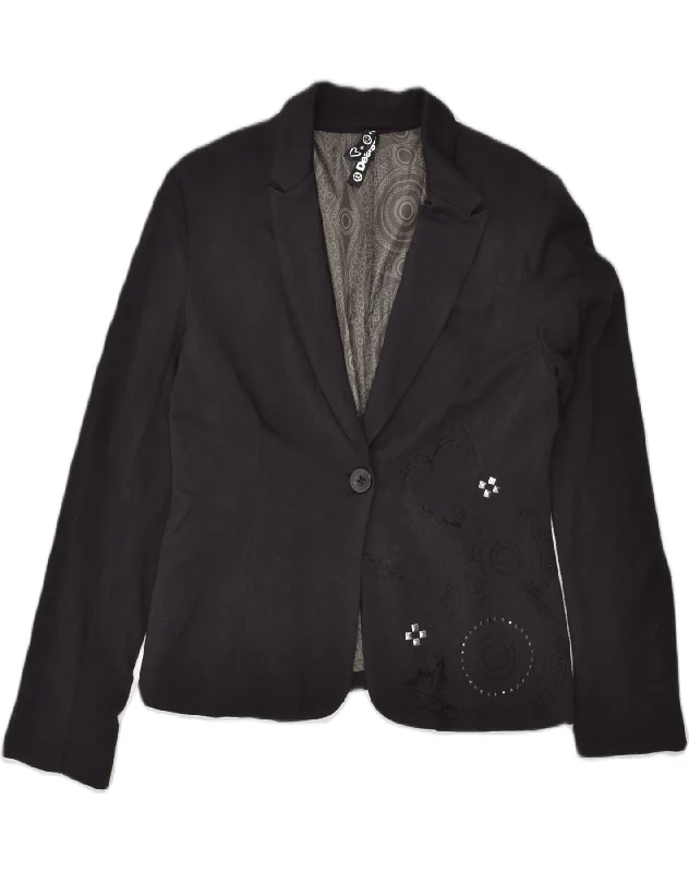 Women's Chic Apparel DESIGUAL Womens 1 Button Blazer Jacket EU 44 XL Black Viscose