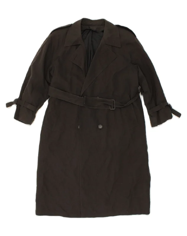 Women's Trendy Activewear Apparel LONDON FOG Womens Double Breasted Overcoat US 10 Large Black Cotton