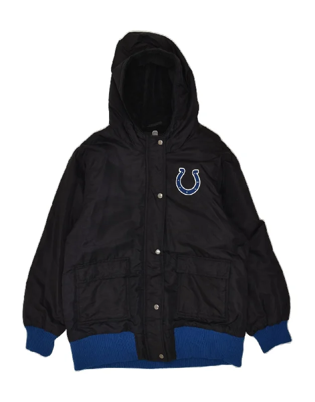 Stylish Women's Apparel NFL Womens Hooded Windbreaker Jacket UK 18 XL Black Polyamide