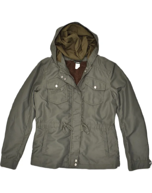 Women's Vintage Clothes J. CREW Womens Sherpa Hooded Utility Jacket US 6 Medium Grey Nylon Women's Vintage Clothes J. CREW Womens Sherpa Hooded Utility Jacket US 6 Medium Grey Nylon