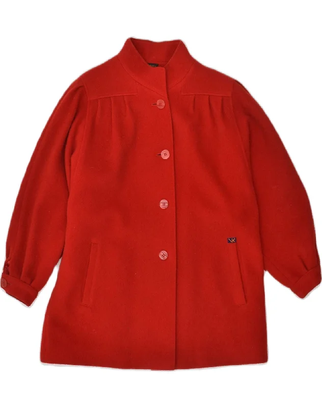 Women's Cozy Winter Attire VINTAGE Womens Overcoat EU 44 Large Red Wool