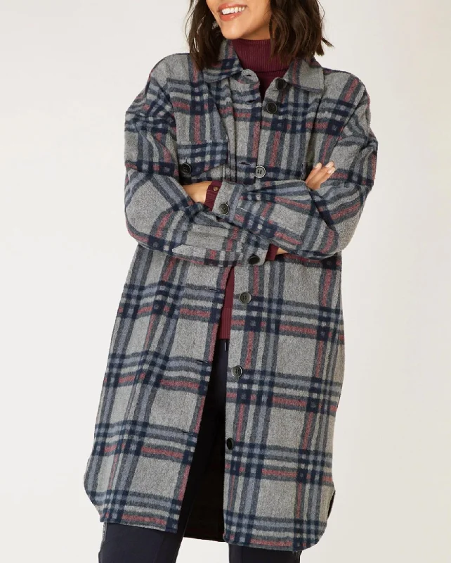 Women's Elegant Evening Outfit Ally Oversized Checked Wool-Blend Coat In Dark Grey/multi