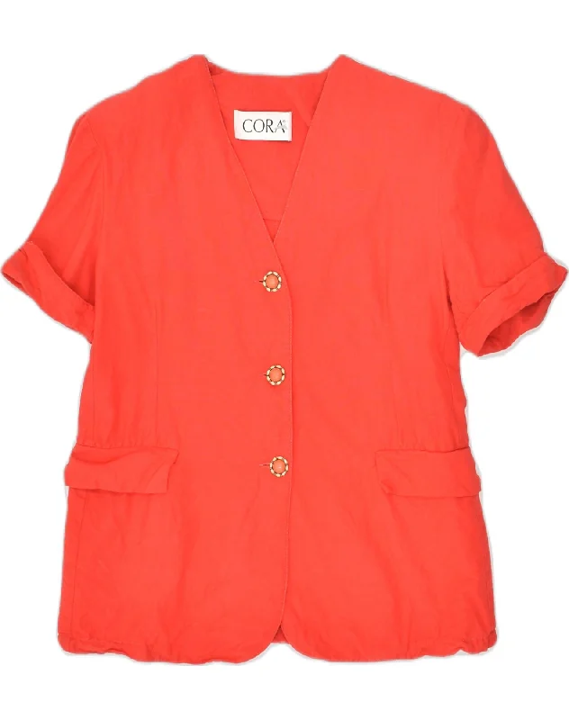 Women's Effortless Casual Outfit VINTAGE Womens Short Sleeve 3 Button Blazer Jacket IT 44 Medium Red Women's Effortless Casual Outfit VINTAGE Womens Short Sleeve 3 Button Blazer Jacket IT 44 Medium Red