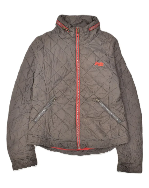 Women's Clothes For Work Events SUPERDRY Womens Padded Jacket UK 12 Medium Grey Nylon Women's Clothes For Work Events SUPERDRY Womens Padded Jacket UK 12 Medium Grey Nylon