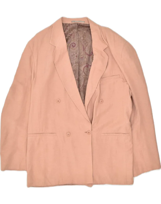 Flash Discount VINTAGE Womens Double Breasted Blazer Jacket IT 52 XL Pink