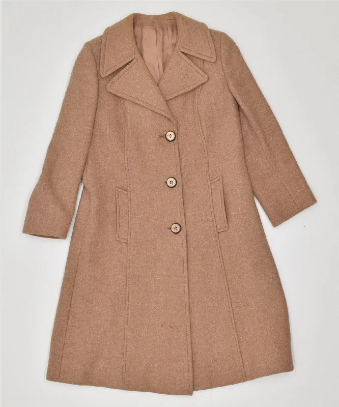 Vintage Fashion GIOLE Womens Chesterfield Coat UK 12 Medium Beige Vintage