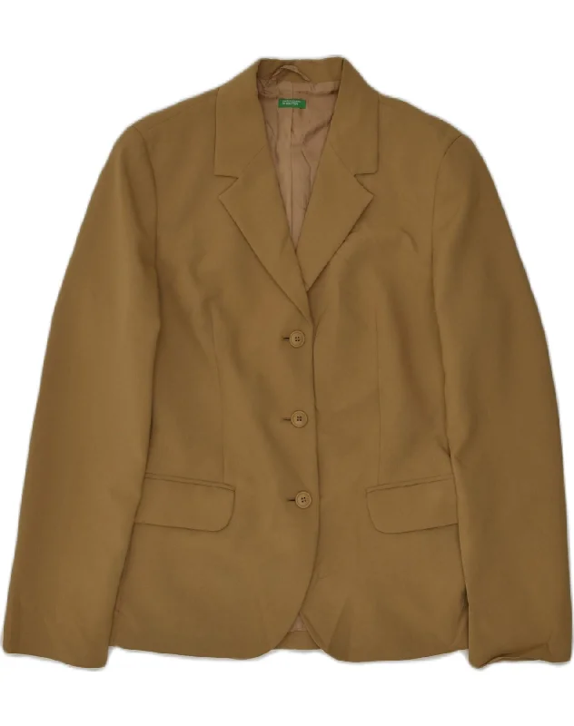 Women's Casual Wear Clothes BENETTON Womens 3 Button Blazer Jacket IT 44 Medium Khaki Polyester Women's Casual Wear Clothes BENETTON Womens 3 Button Blazer Jacket IT 44 Medium Khaki Polyester