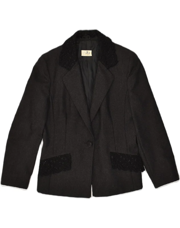 Women's Professional Outfit VINTAGE Womens 1 Button Blazer Jacket IT 46 Large Grey Virgin Wool Women's Professional Outfit VINTAGE Womens 1 Button Blazer Jacket IT 46 Large Grey Virgin Wool