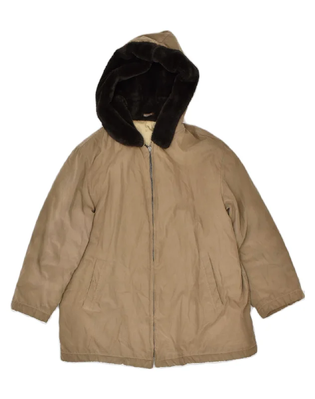 Chic Women's Clothing SEVENTY Womens Hooded Overcoat EU 46 XL Beige Polyester