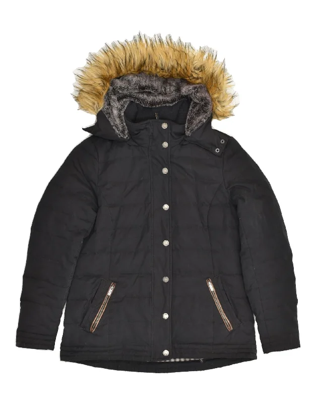 Women's Activewear Apparel FAT FACE Womens Hooded Padded Jacket UK 12 Medium Black Polyester Women's Activewear Apparel FAT FACE Womens Hooded Padded Jacket UK 12 Medium Black Polyester