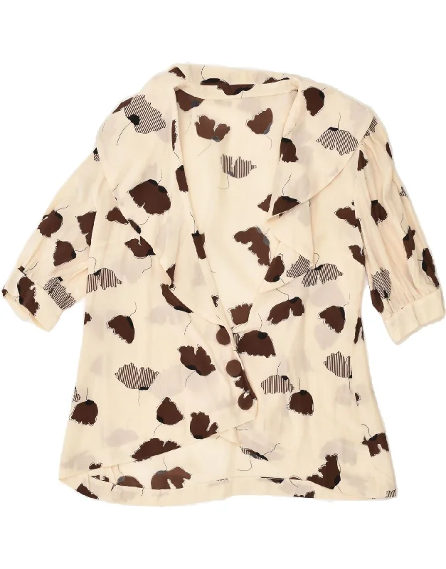 Women's Charming Outfit For Events VINTAGE Womens Short Sleeve 3 Button Blazer Jacket UK 18 XL Beige Floral Women's Charming Outfit For Events VINTAGE Womens Short Sleeve 3 Button Blazer Jacket UK 18 XL Beige Floral