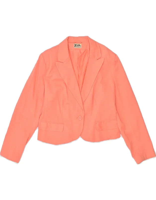 City Fashion VINTAGE Womens 1 Button Blazer Jacket UK 12 Medium Orange Cotton