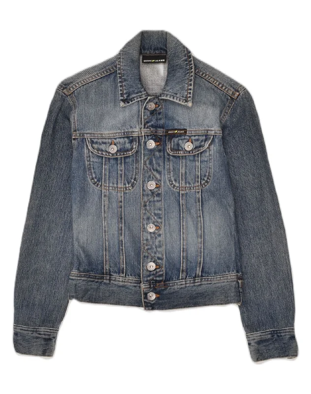 Women's Holiday Attire DKNY Womens Denim Jacket UK 4 XS Blue