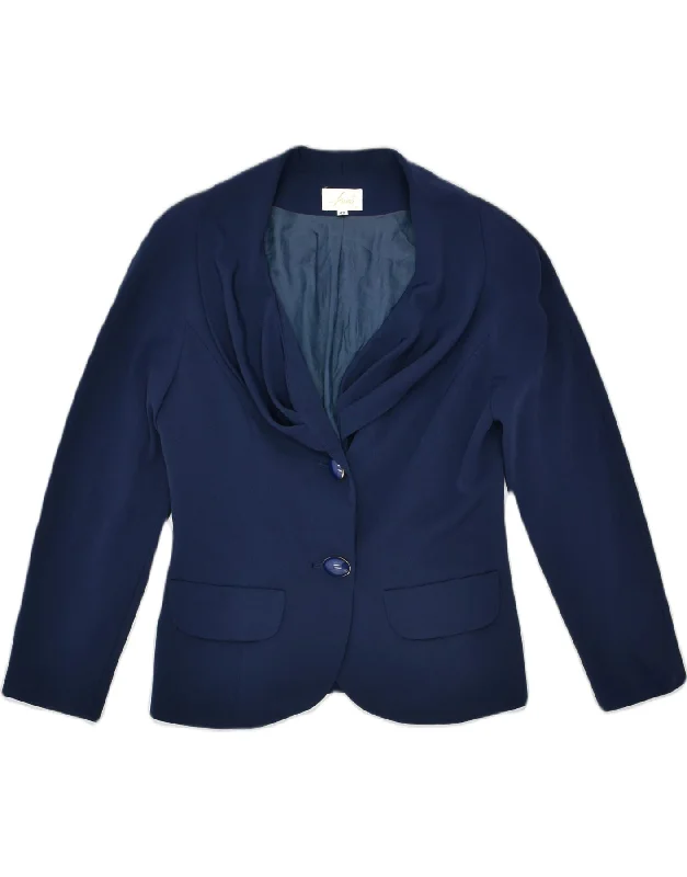 Fashionable Women's Casual Apparel VINTAGE Womens 2 Button Blazer Jacket IT 42 Medium Navy Blue Polyester Fashionable Women's Casual Apparel VINTAGE Womens 2 Button Blazer Jacket IT 42 Medium Navy Blue Polyester
