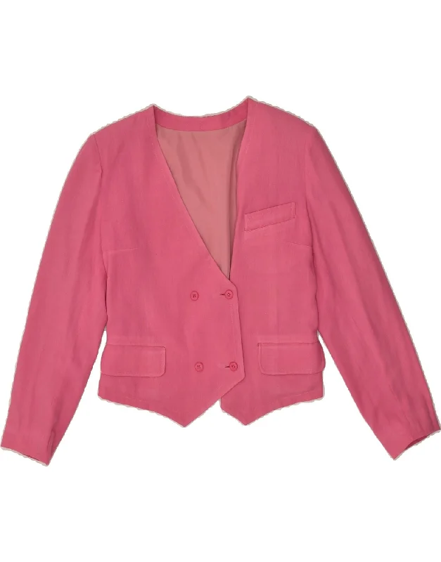 Clothing Brands VINTAGE Womens Double Breasted Blazer Jacket UK 12 Medium Pink