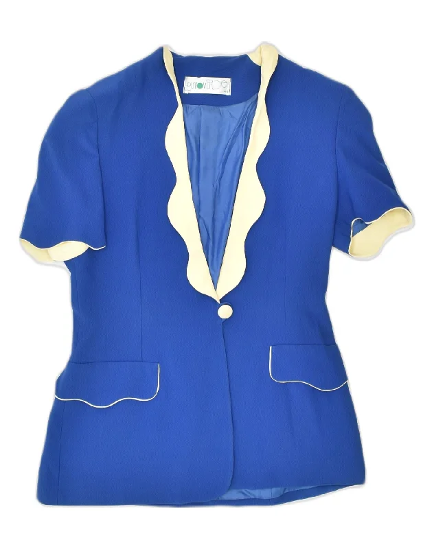 Women's Activewear Outfit VINTAGE Womens Short Sleeve 1 Button Blazer Jacket IT 44 Medium Blue Women's Activewear Outfit VINTAGE Womens Short Sleeve 1 Button Blazer Jacket IT 44 Medium Blue