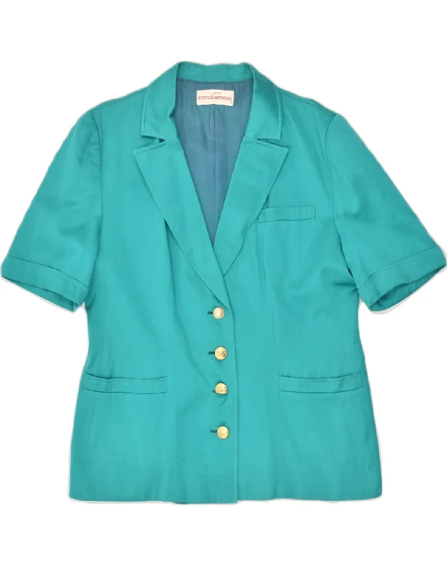 Casual Apparel For Women ROCCOBAROCCO Womens 4 Button Short Sleeve Blazer Jacket UK 14 Large Blue Casual Apparel For Women ROCCOBAROCCO Womens 4 Button Short Sleeve Blazer Jacket UK 14 Large Blue