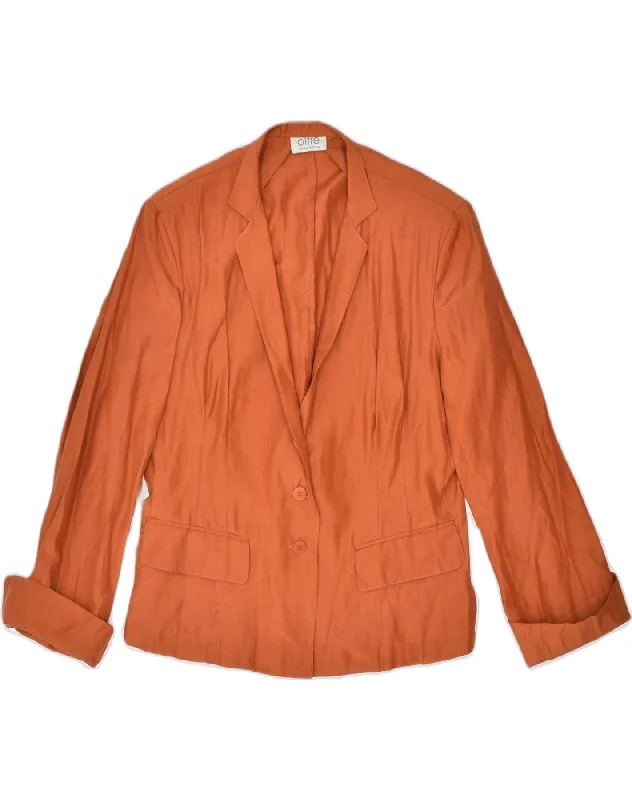 Fashion Essentials OLTRE Womens 3 Button Blazer Jacket UK 18 XL Brown Polyester