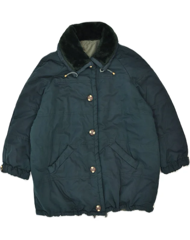 Clothes Sales VINTAGE Womens Overcoat UK 22 3XL Green Viscose
