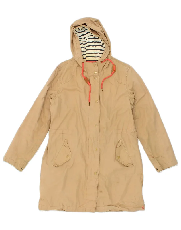 Elegant Women's Attire JOULES Womens Hooded Overcoat UK 12 Medium  Beige Cotton