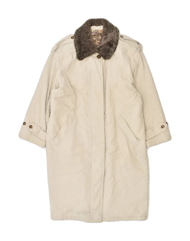 Comfortable Women's Clothing VINTAGE Womens Overcoat IT 50 XL Beige Polyester