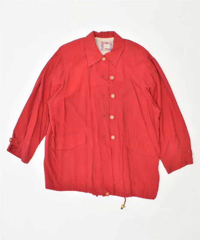 Women's Clothes ACCORDP Womens Overcoat UK 18 XL Red Cupro Vintage