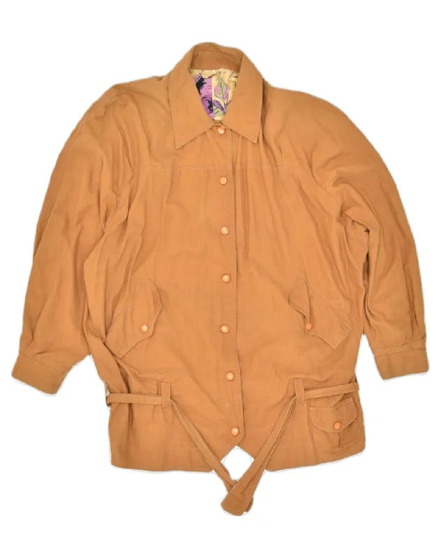 Modern Women's Clothes VINTAGE Womens Bomber Jacket UK 20 2XL Brown Cotton