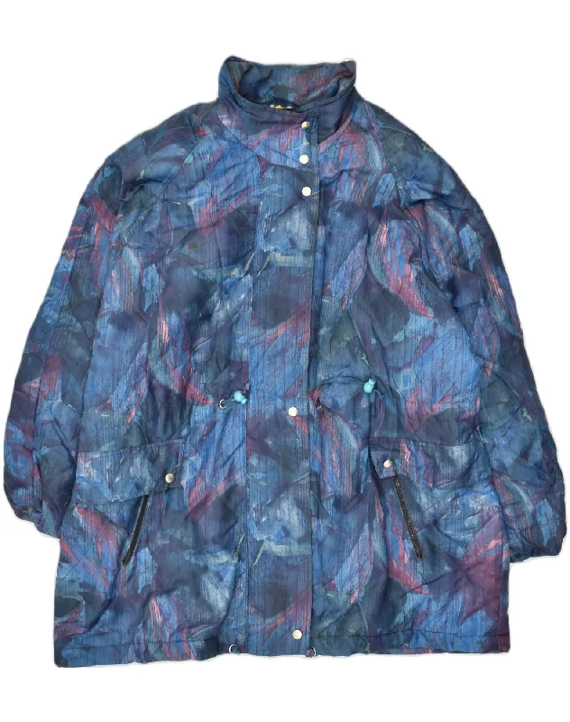 Charming Women's Holiday Apparel VINTAGE Womens Windbreaker Jacket IT 46 Large Blue Floral Polyester Charming Women's Holiday Apparel VINTAGE Womens Windbreaker Jacket IT 46 Large Blue Floral Polyester